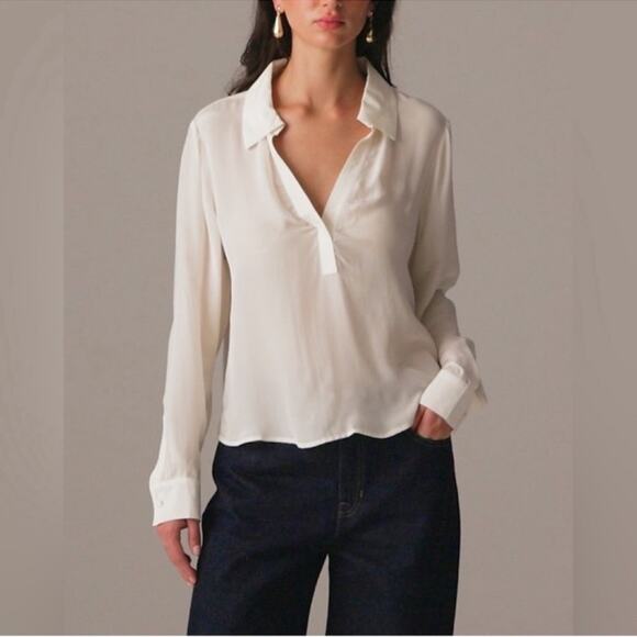 J. Crew Bungalow popover shirt in crepe de chine Small - Picture 1 of 6